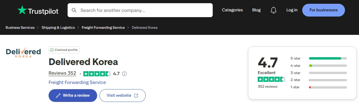Delivered Korea Review - Trustpilot