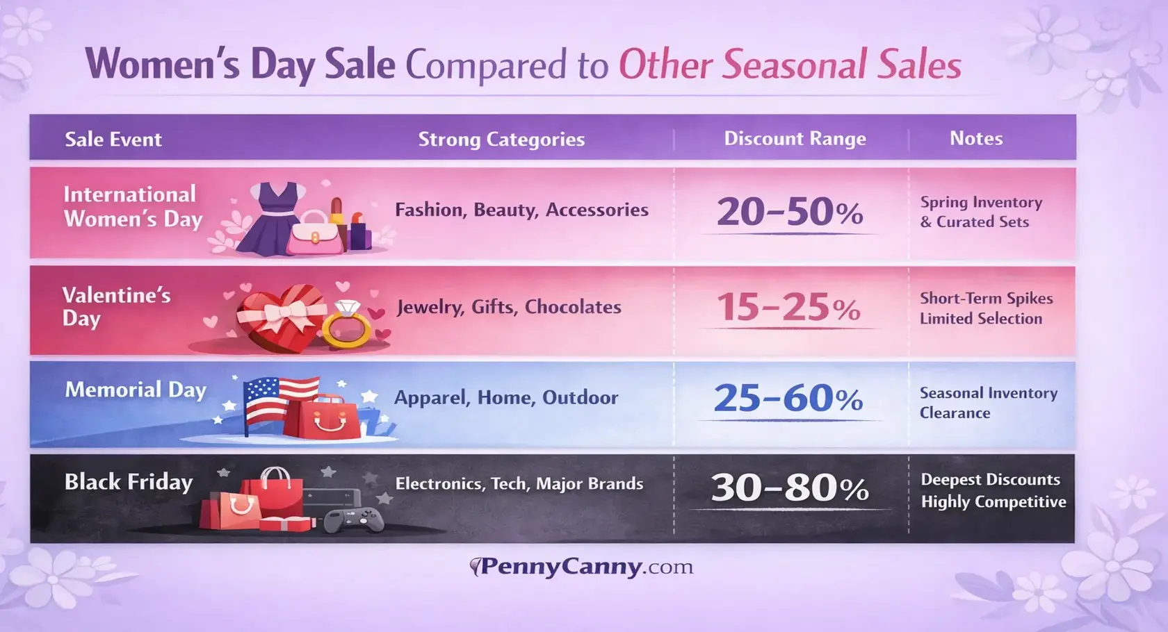 international women's day discounts comparison